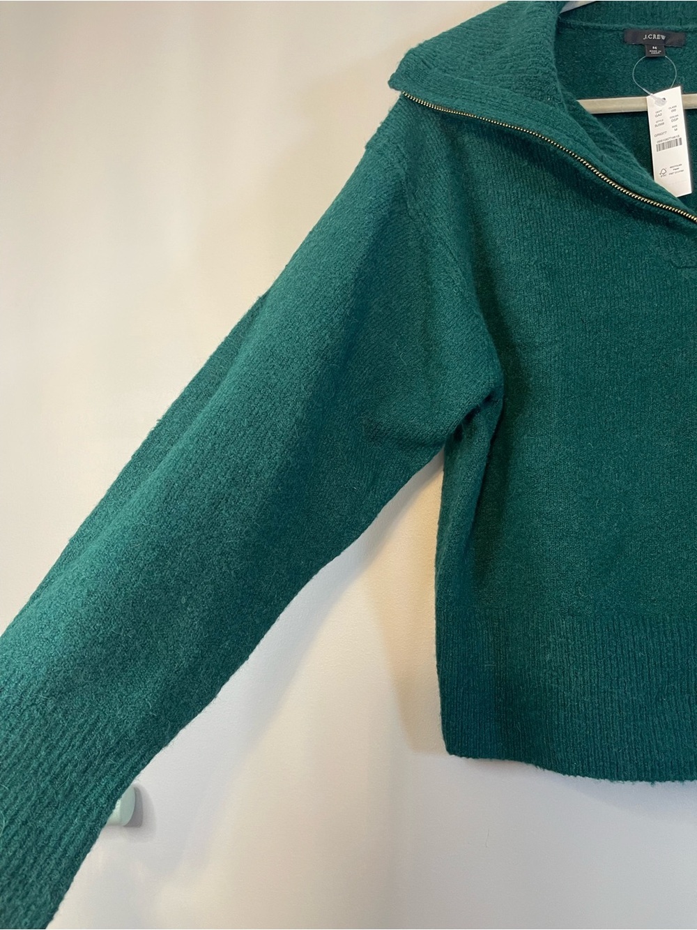 J. Crew Forest Green Half-Zip Funnel Neck Sweater - Picture 4 of 6